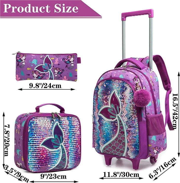 Shinny Rolling Backpack For Gilrs (2) Shinny Rolling Backpack For Gilrs (2)